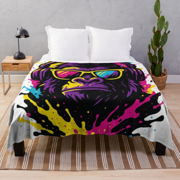Item preview, Monkey Thinker – Graffiti DJ Gorilla in Neon Splash designed and sold by VIBE CRAFT STUDIO.