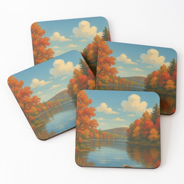 Item preview, Lackawanna Lake View – Autumn Canoe and Forest Colors designed and sold by Places On Earth.