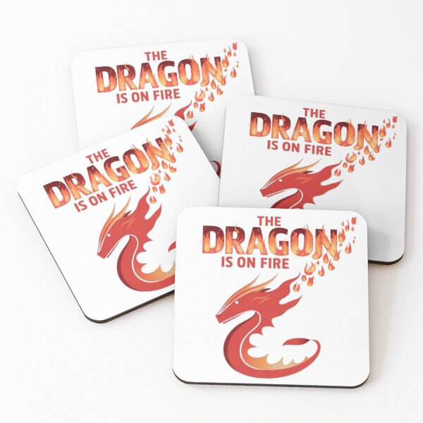 Item preview, The Dragon Is on Fire – Fiery Fantasy Dragon Art Print Redbubble designed and sold by Luckylife12.