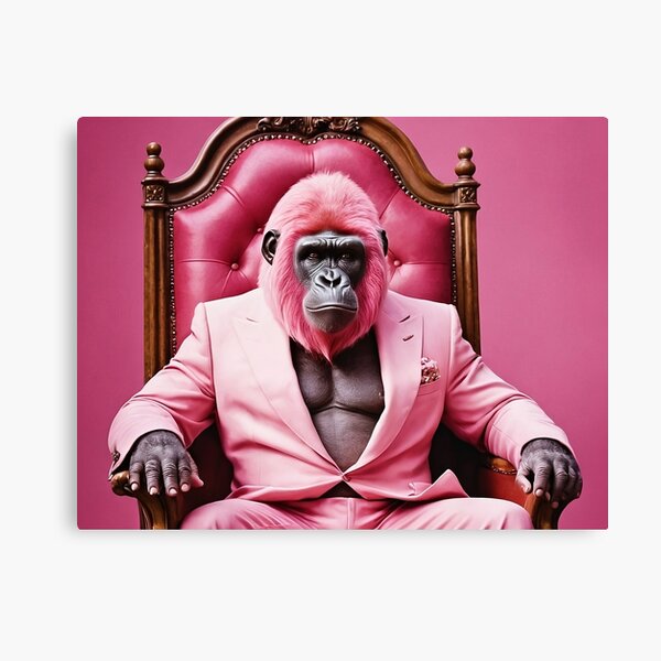 Item preview, Pink Gorilla in a Suit – Humorous Pop Art Poster designed and sold by Brandrous.