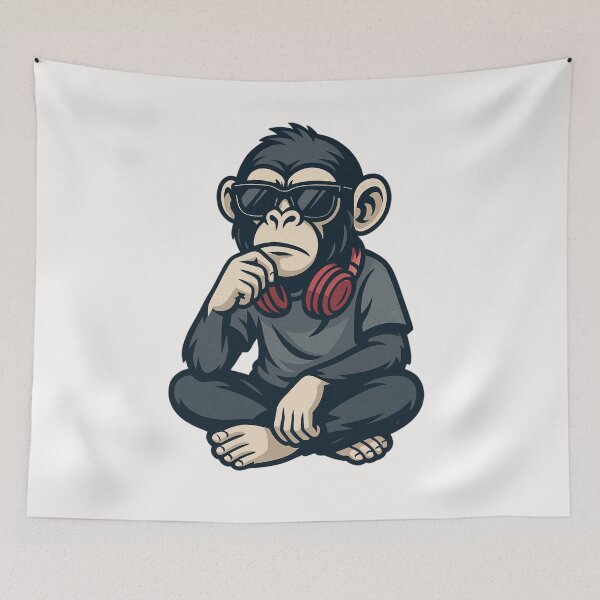 Item preview, Monkey Thinker – Chill Vibes and Deep Thoughts designed and sold by VIBE CRAFT STUDIO.
