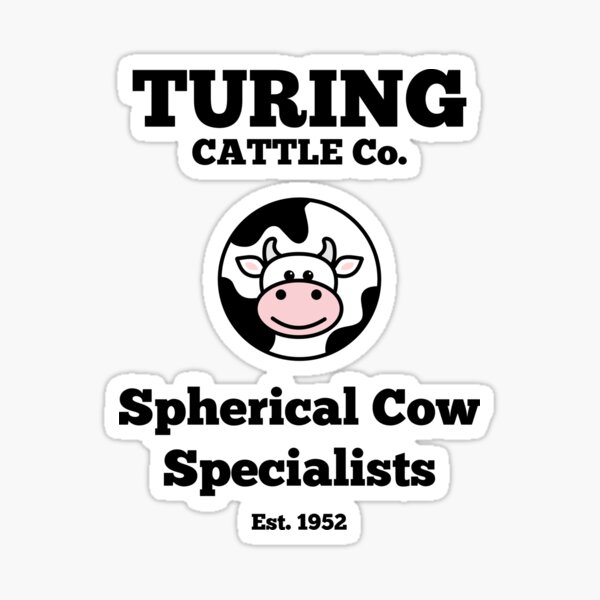 Vista previa del artículo con la obra «Especialistas en Vaca Esférica de Turing Cattle Co.», diseñado y vendido por ilexdesigns.