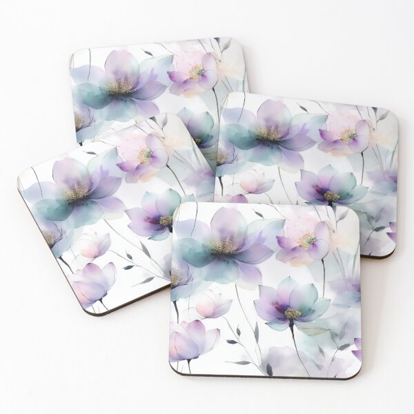 Item preview, Dreamwater Florals – Watercolor Petals in Violet, Aqua, and Blush designed and sold by Moisky Patterns.