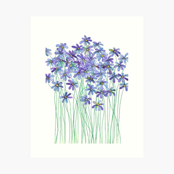 Item preview, Purple Daisies in Watercolor & Colored Pencil  designed and sold by micklyn.
