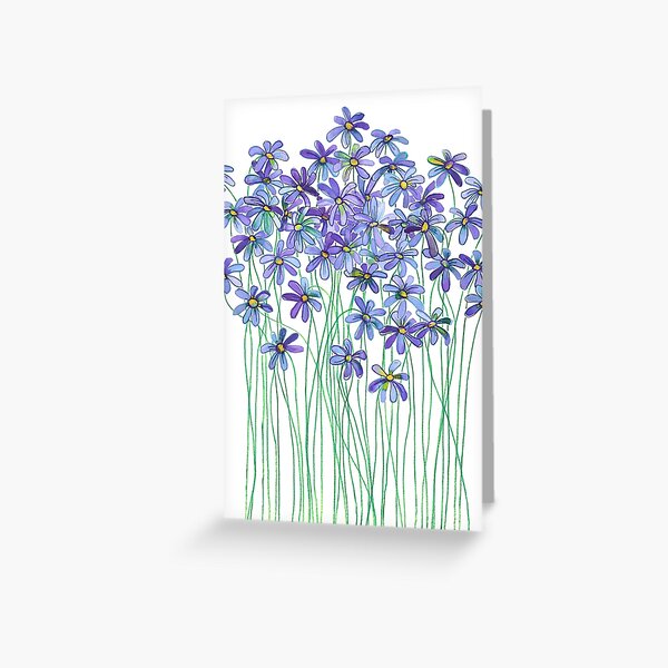 Item preview, Purple Daisies in Watercolor & Colored Pencil  designed and sold by micklyn.