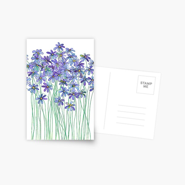 Item preview, Purple Daisies in Watercolor & Colored Pencil  designed and sold by micklyn.