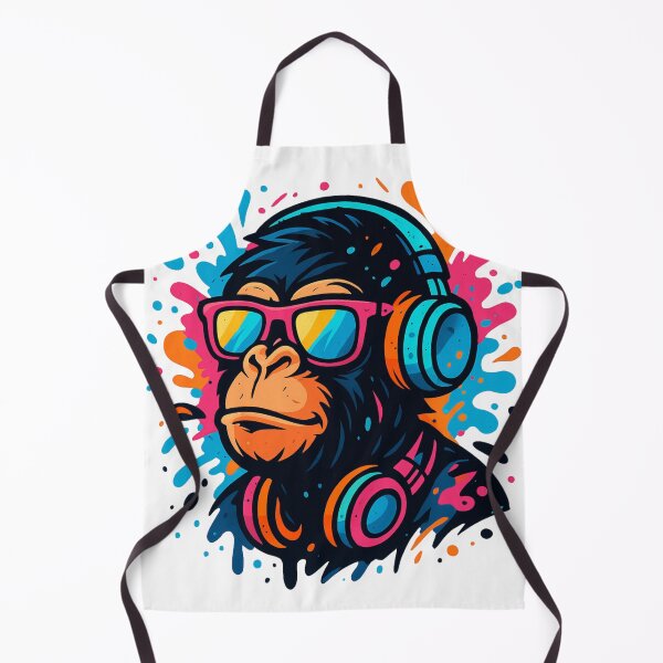 Item preview, Monkey Thinker – Neon Vibes with Headphones and Shades designed and sold by VIBE CRAFT STUDIO.