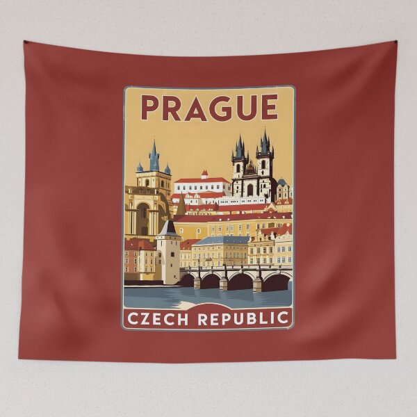 Item preview, A Vintage Travel Illustration of Prague - Czech Republic designed and sold by GoodOldVintage.
