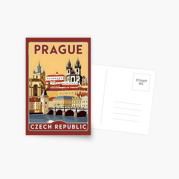 Item preview, A Vintage Travel Illustration of Prague - Czech Republic designed and sold by GoodOldVintage.