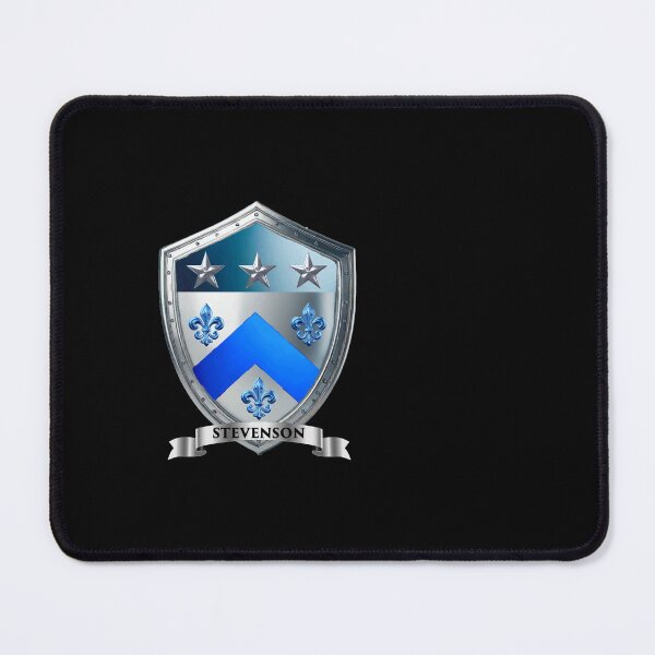 Item preview, Stevenson Name Shield Steel and Silver Brilliance Bannered with Pride designed and sold by Highlandkings.
