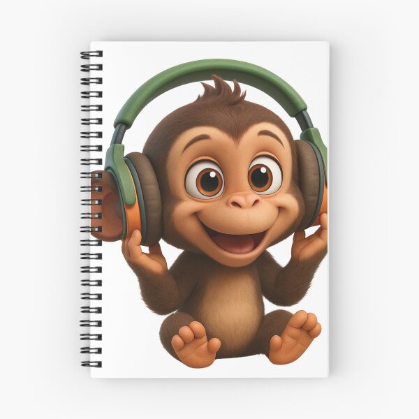 Item preview, Monkey Thinker – Happy Baby DJ with Headphones designed and sold by VIBE CRAFT STUDIO.