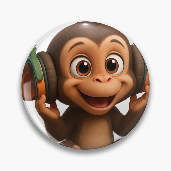 Item preview, Monkey Thinker – Happy Baby DJ with Headphones designed and sold by VIBE CRAFT STUDIO.