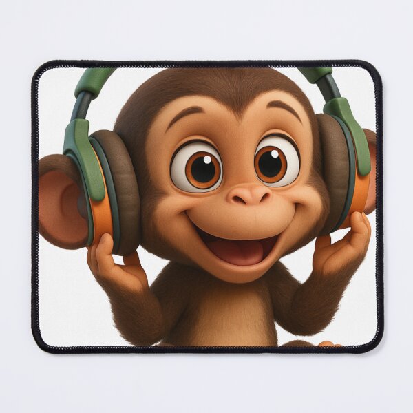 Item preview, Monkey Thinker – Happy Baby DJ with Headphones designed and sold by VIBE CRAFT STUDIO.