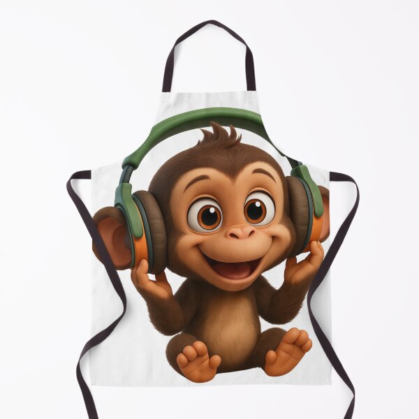 Item preview, Monkey Thinker – Happy Baby DJ with Headphones designed and sold by VIBE CRAFT STUDIO.