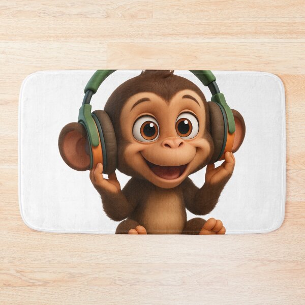 Item preview, Monkey Thinker – Happy Baby DJ with Headphones designed and sold by VIBE CRAFT STUDIO.