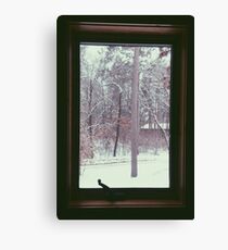 Cabin Snow Window Canvas Print