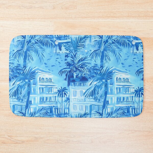 Item preview, Preppy French Riviera landscape toile blue watercolor designed and sold by SophieClimaArt.