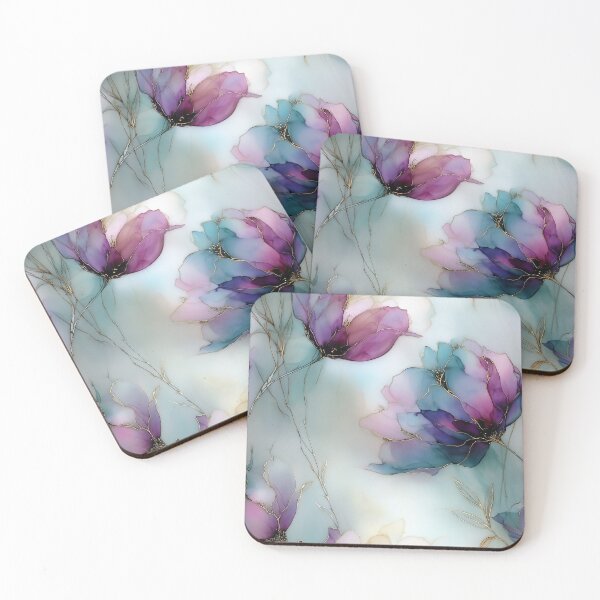 Item preview, Velvet Petals – Ink-Stained Florals in Jewel Tones and Mist designed and sold by Moisky Patterns.
