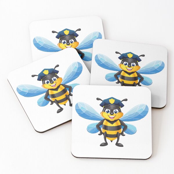 Item preview, European honey bee (Apis mellifera), Capitan bee with police hat, Cute flying honeybee officer character, bee in a policeman's cap designed and sold by Danler.