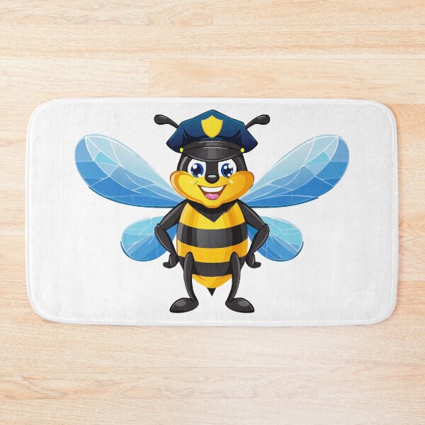 Item preview, European honey bee (Apis mellifera), Capitan bee with police hat, Cute flying honeybee officer character, bee in a policeman's cap designed and sold by Danler.