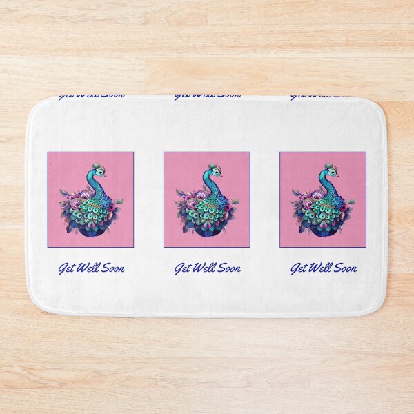 Item preview, GET WELL CARD, BLUE PEACOCK, PINK, BIRDS, EXOTIC  designed and sold by AASparksDesigns.