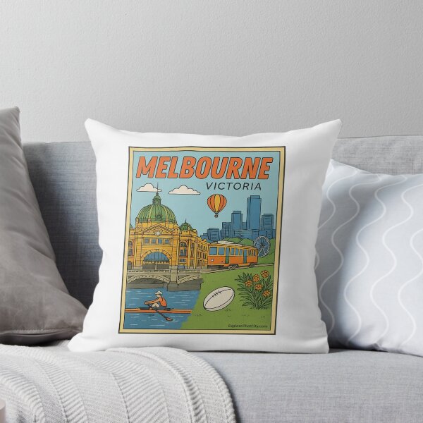 Aperçu de l'œuvre Melbourne, Victoria – Design de voyage rétro créée et vendue par Explore That City.