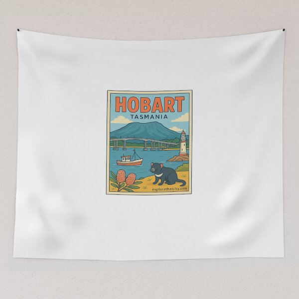 Item preview, Hobart, Tasmania – Retro Travel Design designed and sold by Explore That City.