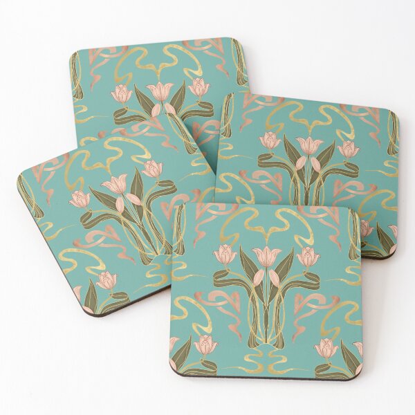 Item preview, Art Nouveau Serene Blossom Serene Aqua designed and sold by susycosta.