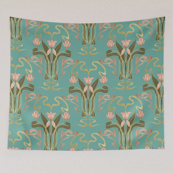 Item preview, Art Nouveau Serene Blossom Serene Aqua designed and sold by susycosta.