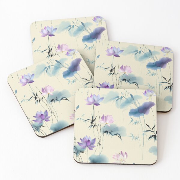 Item preview, Lotus Reverie – Dreamy Watercolor Blooms on Misty Cream designed and sold by Moisky Patterns.