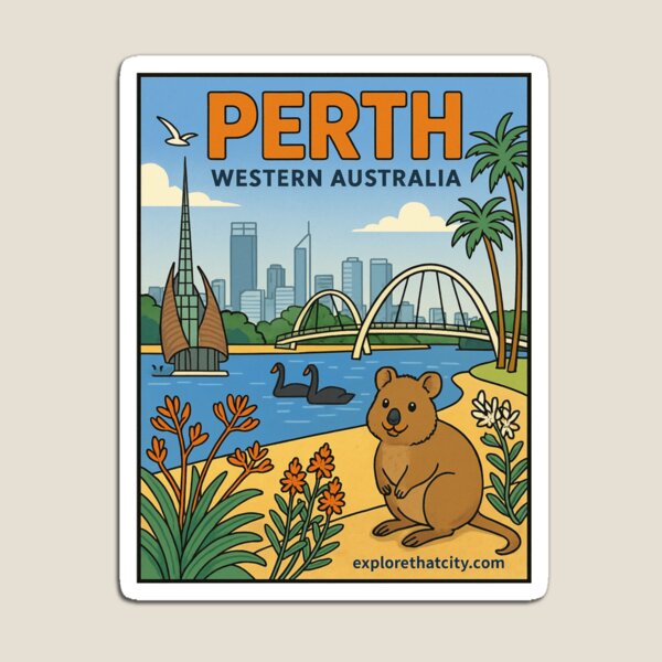 Item preview, Perth, Western Australia – Retro Travel Design designed and sold by Explore That City.