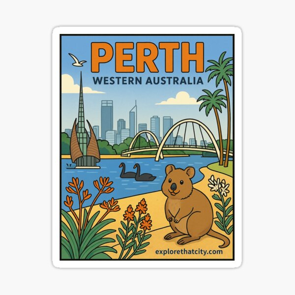 Item preview, Perth, Western Australia – Retro Travel Design designed and sold by Explore That City.