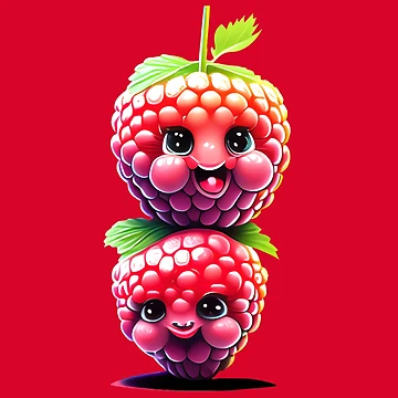Artwork thumbnail, Cute Fruit - Raspberry Double by UmamiDesigns