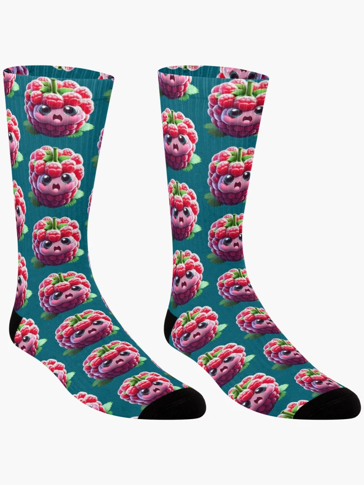 Thumbnail 3 of 5, Socks, Cute Fruit - Raspberry Delight designed and sold by UmamiDesigns.
