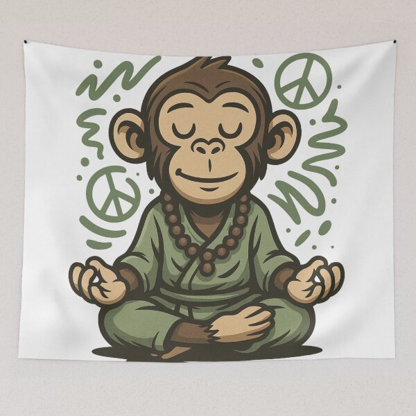 Item preview, Monkey Thinker – Peaceful Zen Meditation Chimp designed and sold by VIBE CRAFT STUDIO.