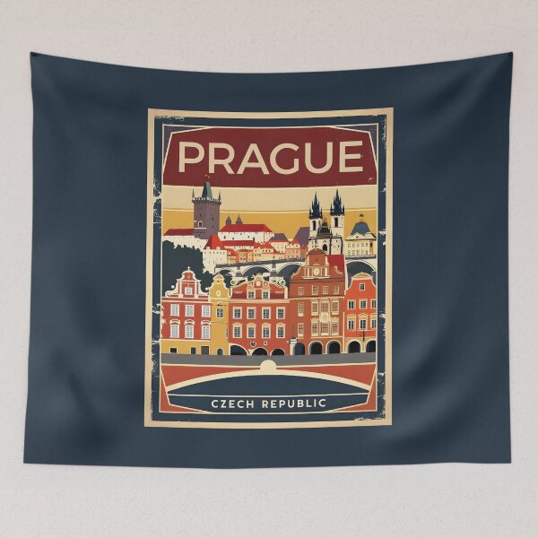 Item preview, A Vintage Travel Illustration of Prague - Czech Republic designed and sold by GoodOldVintage.