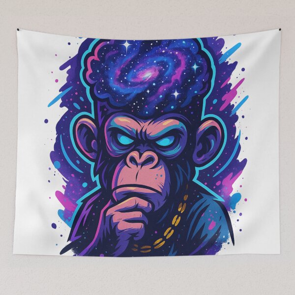 Item preview, Monkey Thinker – Galactic Mind and Cosmic Thoughts designed and sold by VIBE CRAFT STUDIO.