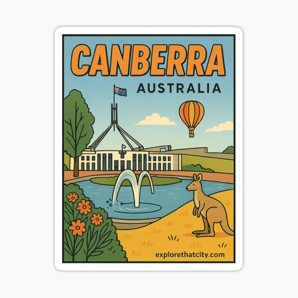 Item preview, Canberra, Australia – Retro Travel Design designed and sold by Explore That City.