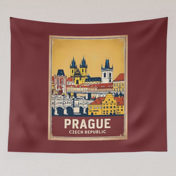 Item preview, A Vintage Travel Illustration of Prague - Czech Republic designed and sold by GoodOldVintage.