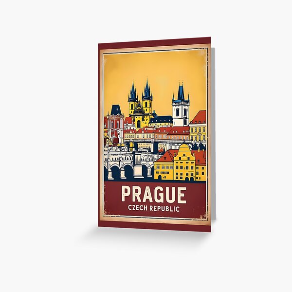 Item preview, A Vintage Travel Illustration of Prague - Czech Republic designed and sold by GoodOldVintage.