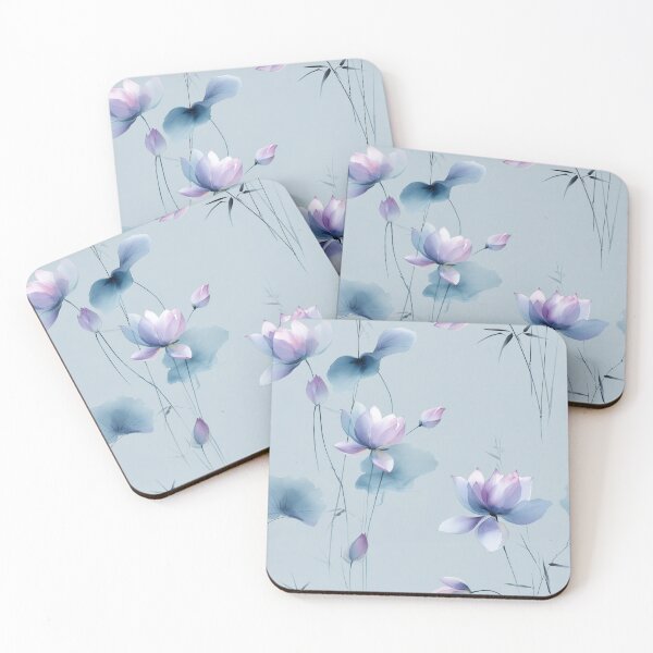 Item preview, Whispers of Blue – Lotus Dreams on Celestial Mist designed and sold by Moisky Patterns.