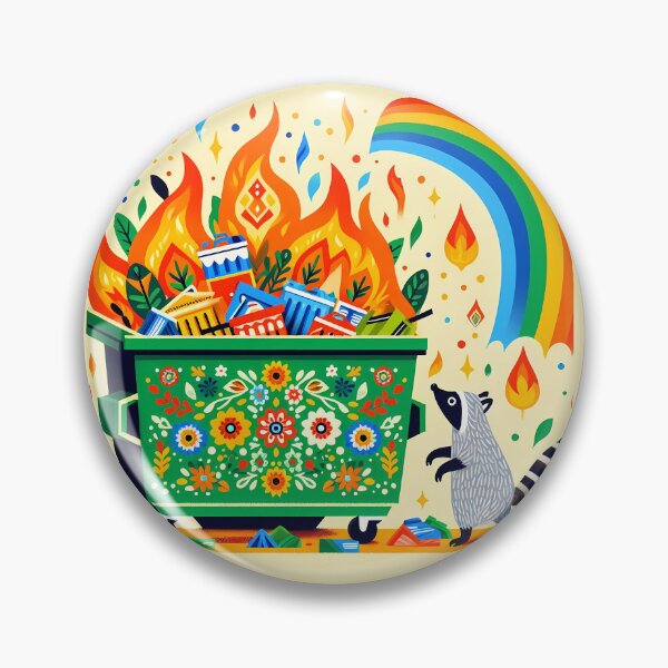 Item preview, Riley the Raccoon Dumpster Fire Supervisor - Scandinavian Folk Art by heidiannemorris © designed and sold by FOLK ART FUSION by heidiannemorris.