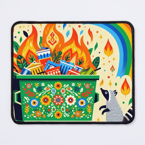 Item preview, Riley the Raccoon Dumpster Fire Supervisor - Scandinavian Folk Art by heidiannemorris © designed and sold by FOLK ART FUSION.