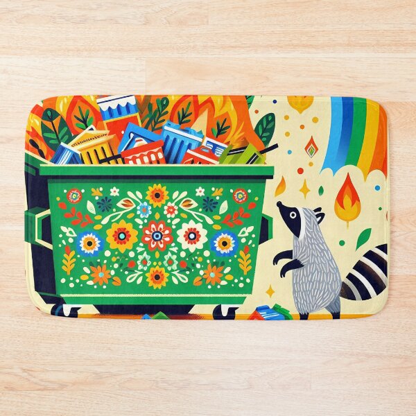 Item preview, Riley the Raccoon Dumpster Fire Supervisor - Scandinavian Folk Art by heidiannemorris © designed and sold by FOLK ART FUSION by heidiannemorris.