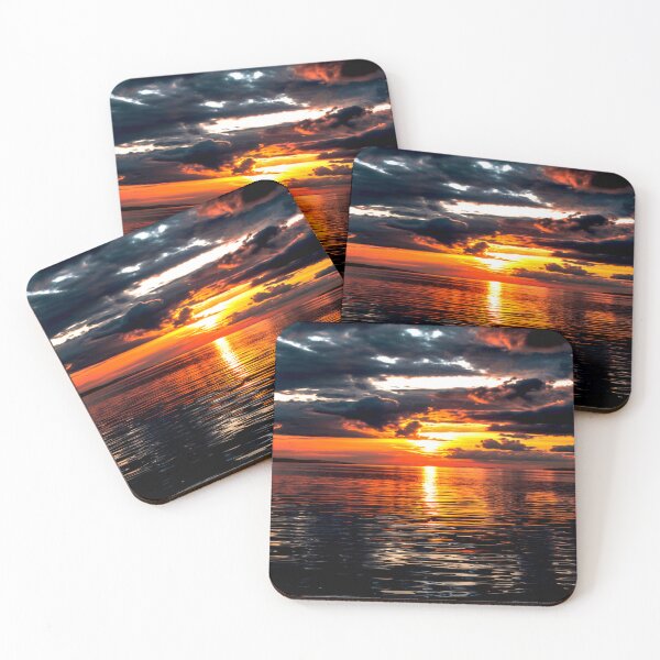 Item preview, Fiery Sunset Over Tranquil Ocean designed and sold by Exodoi.