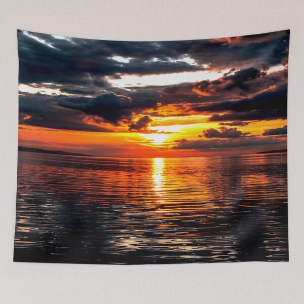 Item preview, Fiery Sunset Over Tranquil Ocean designed and sold by Exodoi.