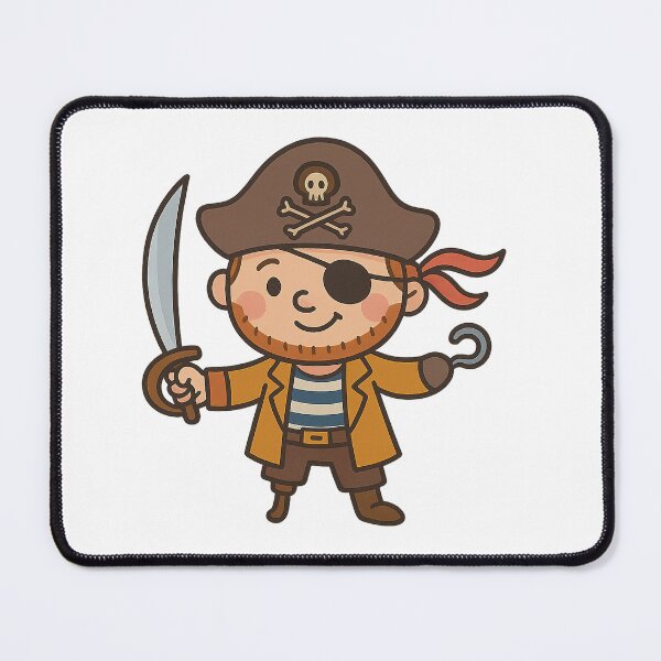 Item preview, Cute Pirate Cartoon with Hook and Sword designed and sold by cottoncode.