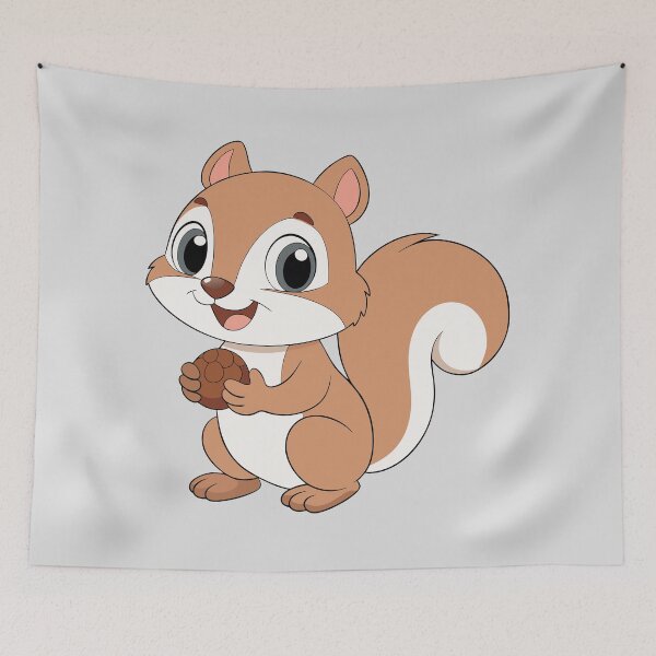 Item preview, Cartoon baby squirrel holding a hazelnut (v02) designed and sold by artSchip.