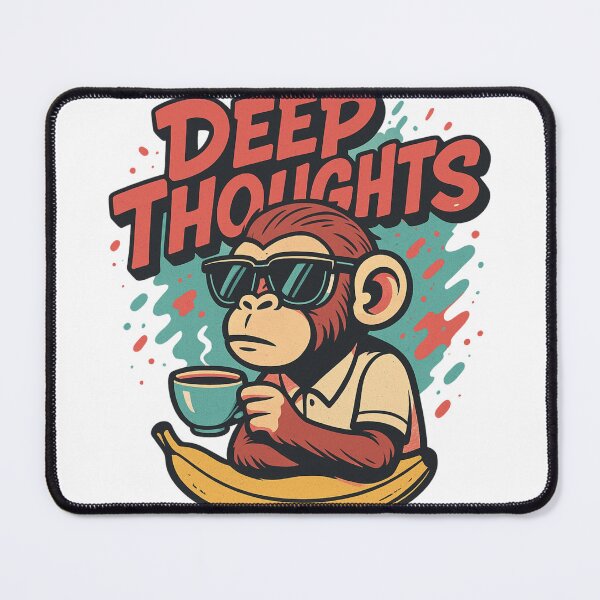Item preview, Monkey Thinker – Deep Thoughts, Coffee, and Bananas designed and sold by VIBE CRAFT STUDIO.