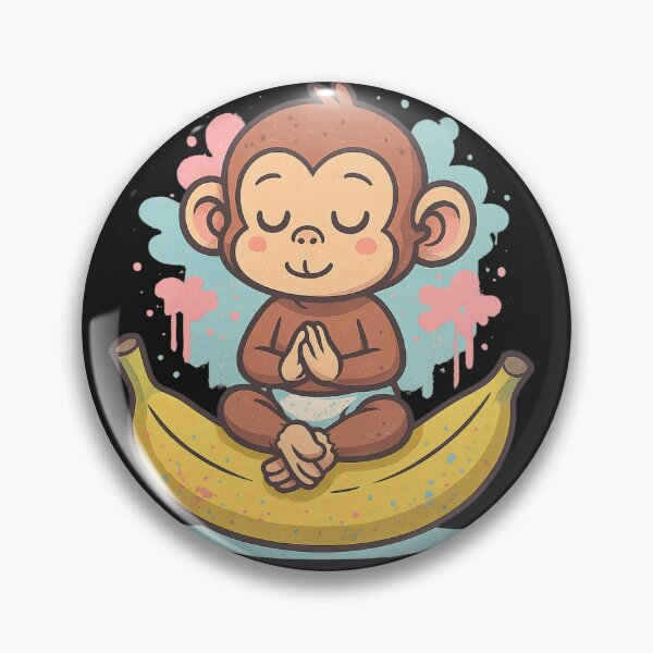 Item preview, Monkey Thinker – Baby Zen on a Banana designed and sold by VIBE CRAFT STUDIO.